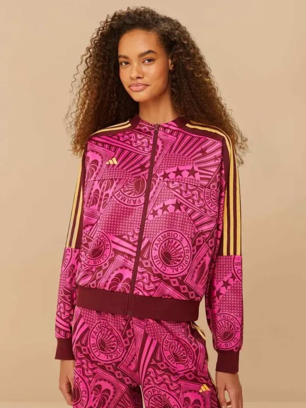 ADIDAS X FARMRIO TROPICAL CLUB JACKET LARGE